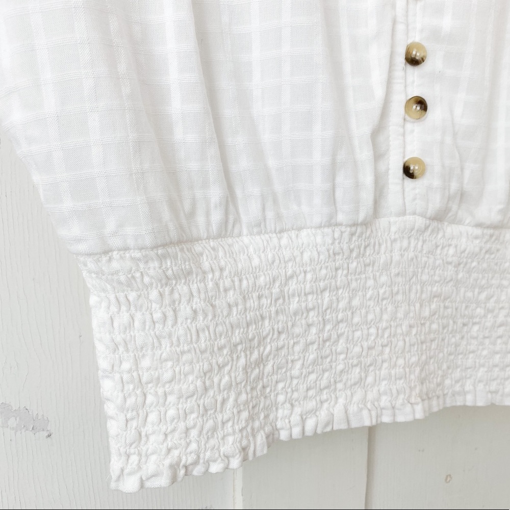 Japna button v-neck cinche waist blouse XS - Picture 3 of 7